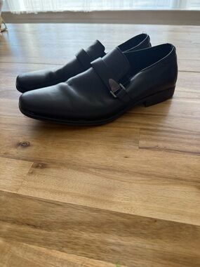 Stacy Adams Black Leather Slip-On Monk Strap Loafers